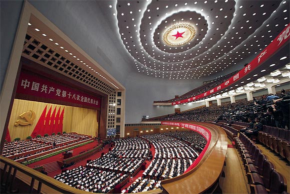 A general view showing delegates attend the opening ceremony of 18th National Congress of the Communist Party of China at the Great Hall of the People in Beijing