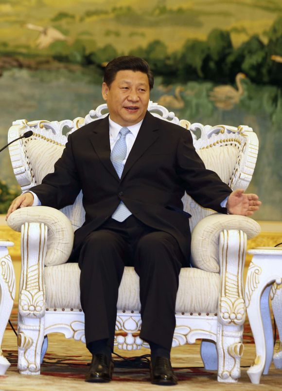 China's Vice President Xi Jinping in a meeting at the Great Hall of the People in Beijing