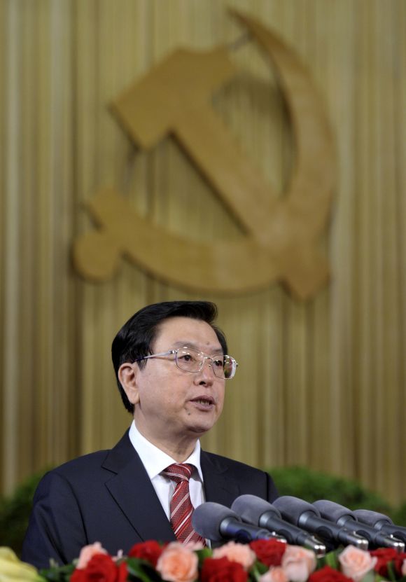Zhang Dejiang at the Chongqing municipality's Communist Party Congress. Photograph: Reuters