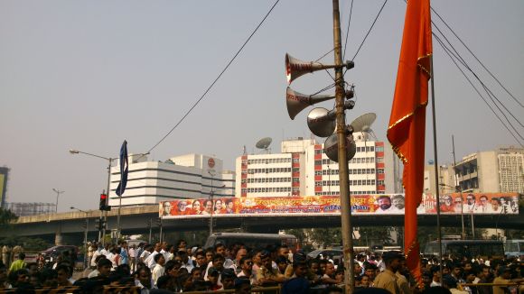Loudspeakers were seen being mounted outside Matoshree on Thursday morning