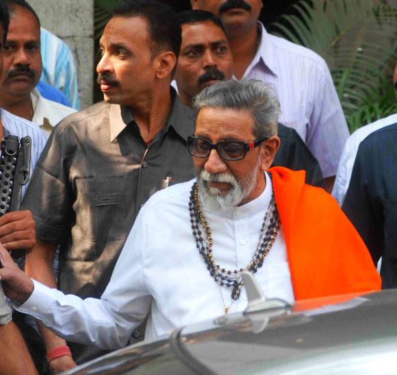 Archival picture of Balasaheb Thackeray leaving an eye clinic in Mumbai