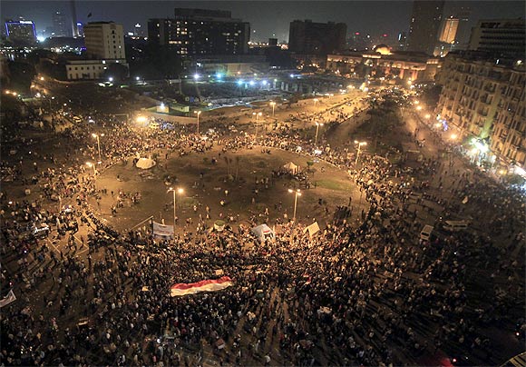 Protesters gather at Tahrir square in Cairo