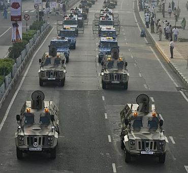 The Mumbai police's Commando trucks, acquired after the 26/11 attacks.