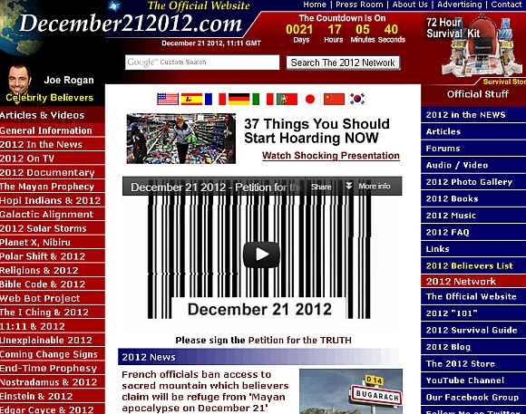 A screenshot of one of the numerous websites that have cropped up declaring the 'impending danger'