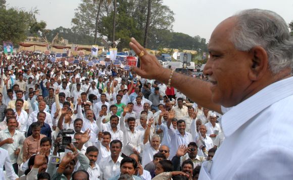 Yeddyurappa with his supporters