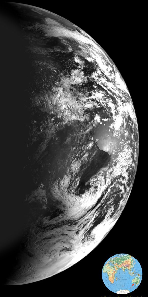 This image of the Earth was taken by ISRO's Chandrayaan-1 mission while on its way to the Moon on 29 October 2008