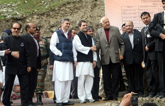 Rahul Gandhi with former chief minister of J&K Dr Farooq Abdullah