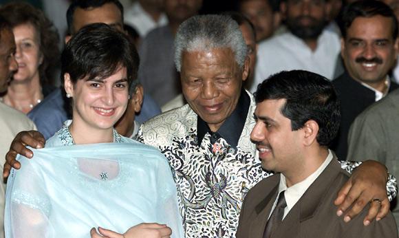 Robert and Priyanka Vadra with Nelson Mandela in  in New Delhi March 16, 2001