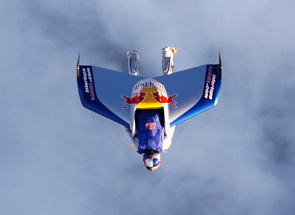 Baumgartner is pictured in flight
