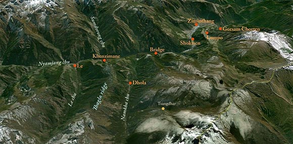The map of Thagla ridge and Namkha chu river