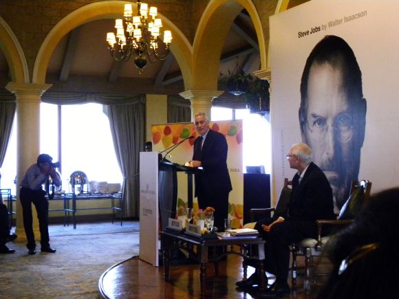 Walter Isaacson, Steve Jobs' biographer, addresses the Aspen Institute of India in New Delhi