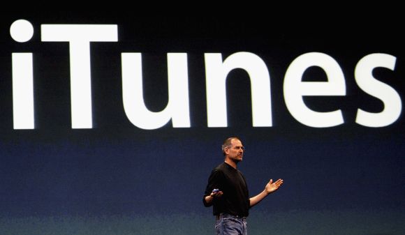 Steve Jobs launches the iTunes music store on June 15, 2004 in London
