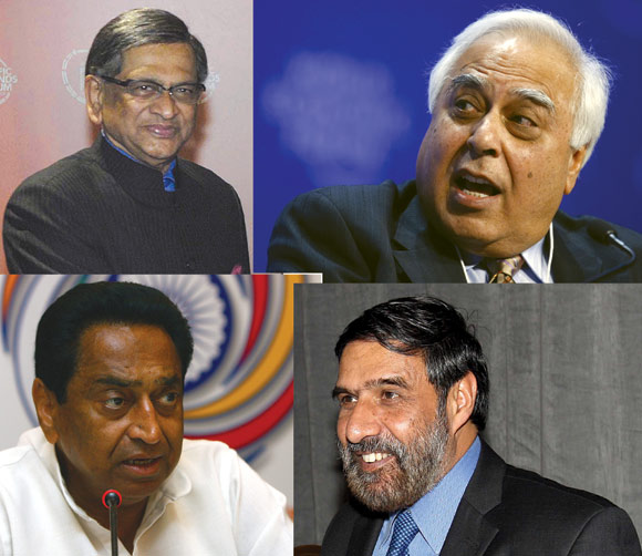Clockwise from top left: SM Krishna, Kapil Sibal, Anand Sharma and Kamal Nath