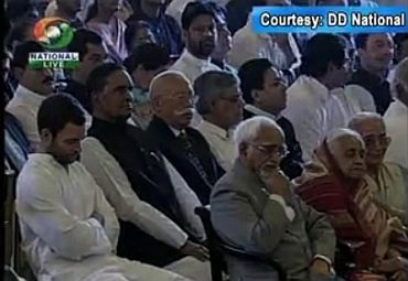 A video grab showing Congress general secretary Rahul Gandhi attending the swearing-in ceremony at Rashtrapati Bhavan on Sunday