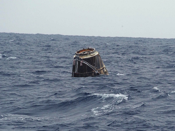 The SpaceX splashes down in the Pacific Ocean