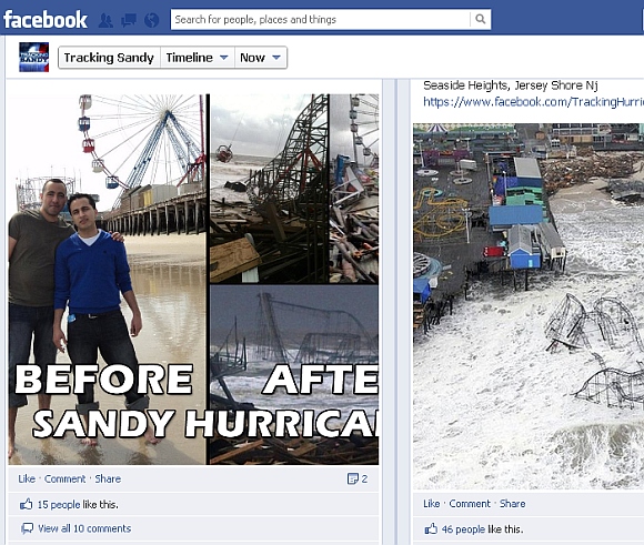 The 'Tracking Sandy' Facebook page
