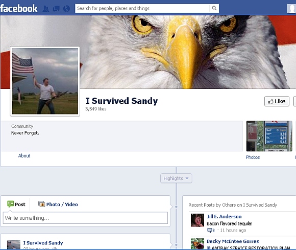 The 'I Survived Sandy' page