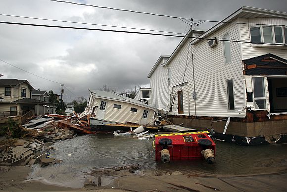 A neighbourhood destroyed in the Breezy Point neighborhood of the Queens borough of New York City
