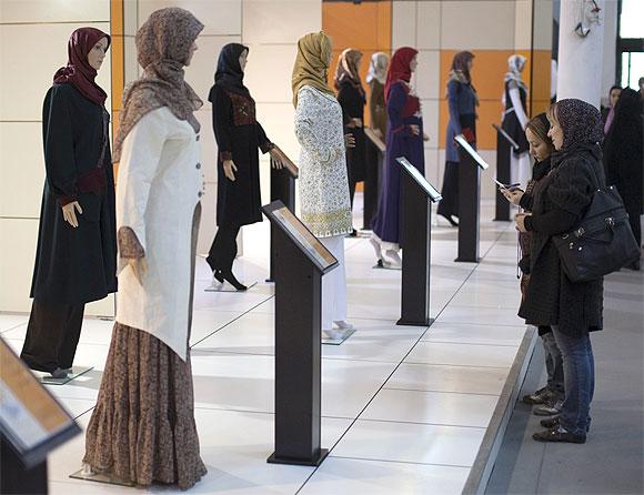 Iranian women visit an Islamic fashion exhibition in central Tehran: Photograph used only for representational purposes