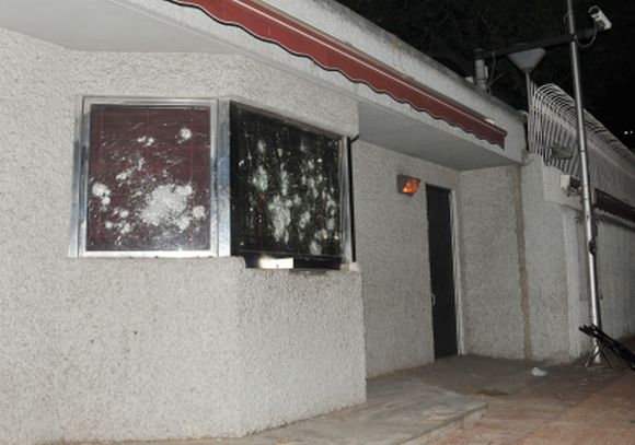 The damage at the US consulate in Chennai