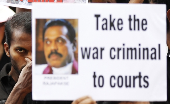 A protest against President Mahinda Rajapakse in Chennai