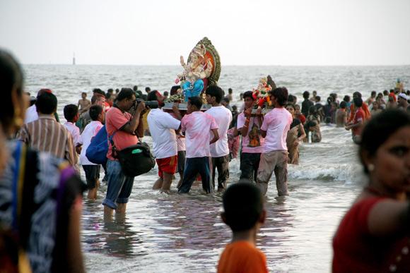 IN PIX: Mumbai's exuberant farewell to Gauri, Ganesh