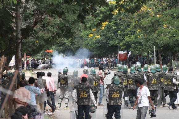 Students of Osmania University clashed with security personnel earlier on Sunday