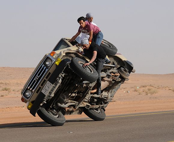 The bizarre car stunts by young Saudis