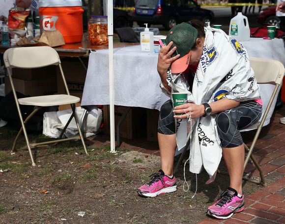 Boston Marathon ends in pain and tears