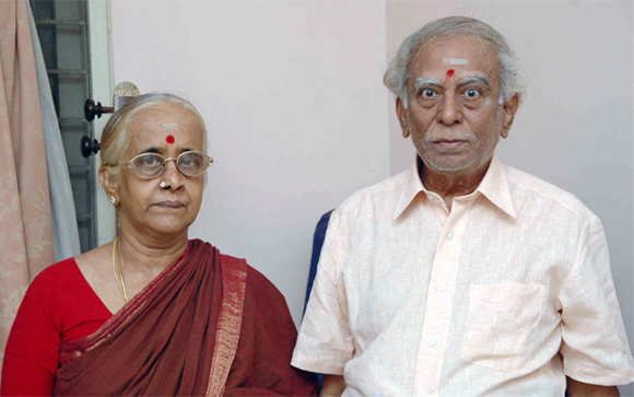 A file photograph of Lalgudi Jayaraman with his wife