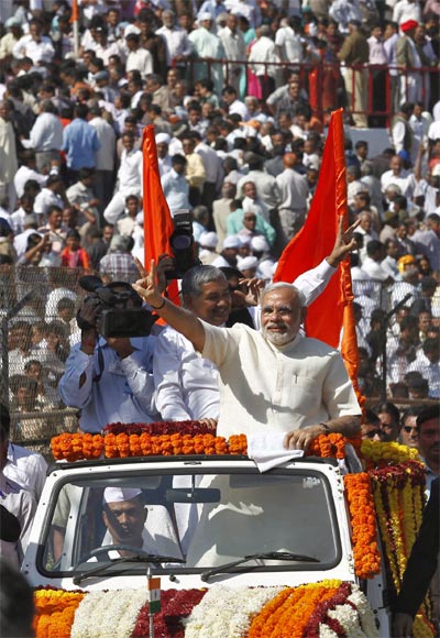 Narendra Modi after taking oath as Gujarat's chief minister in Ahmedabad, December 26, 2012.