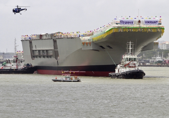 India's indigenous aircraft carrier Vikrant after its launch in Kochi