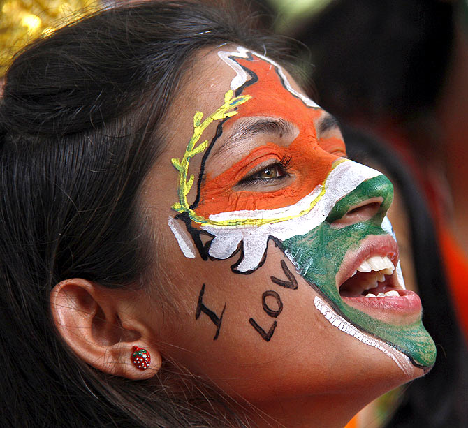 A girl celebrates Independence Day in Chandigarh.