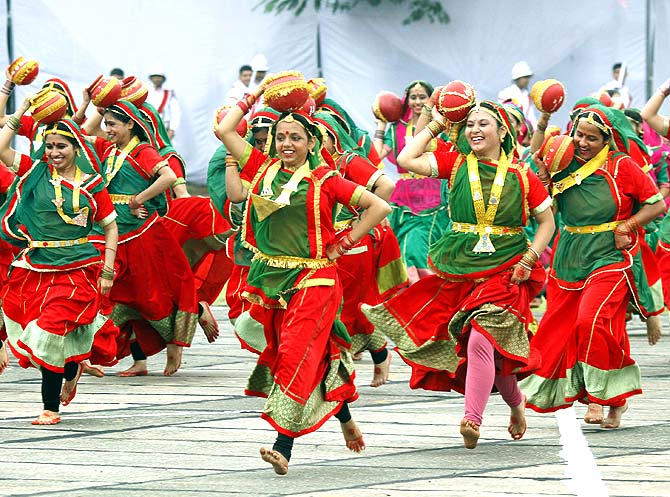 A folk dance during the Independence Day celebration in Chandigarh
