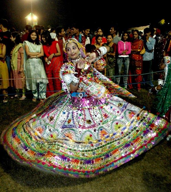 Everyone turns up to dance the Garba during the nine nights of Navratri.