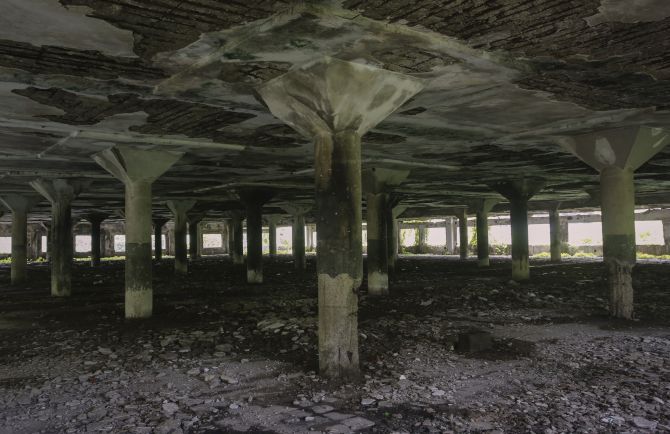 A general view of the abandoned textile mill in Mumbai