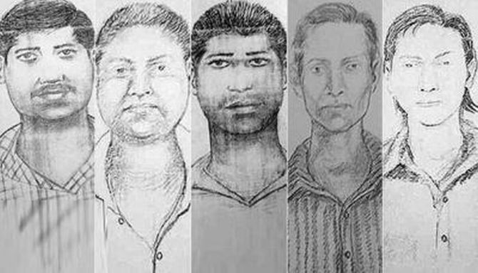 The sketches of the five accused released by Mumbai Police on Friday 