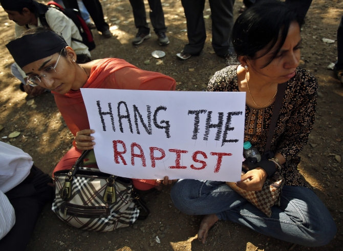 A protest against the increasing number of rape cases, in New Delhi
