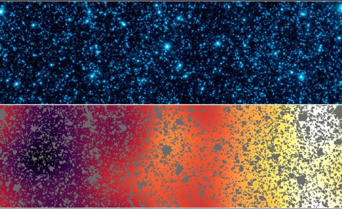 Astronomers uncovered patterns of light that appear to be from the first stars and galaxies that formed in the universe observed by NASA's Spitzer Space Telescope.