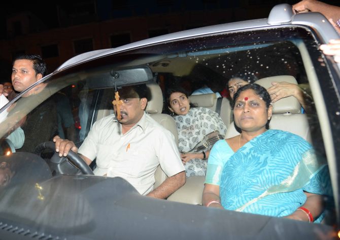 Jagan's mother and wife rush to the hospital late on Thursday night
