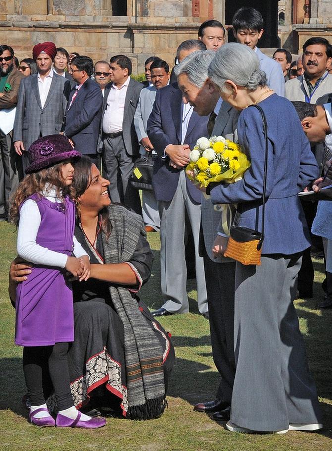 The couple receive a warm welcome at the Lodhi Gardens 