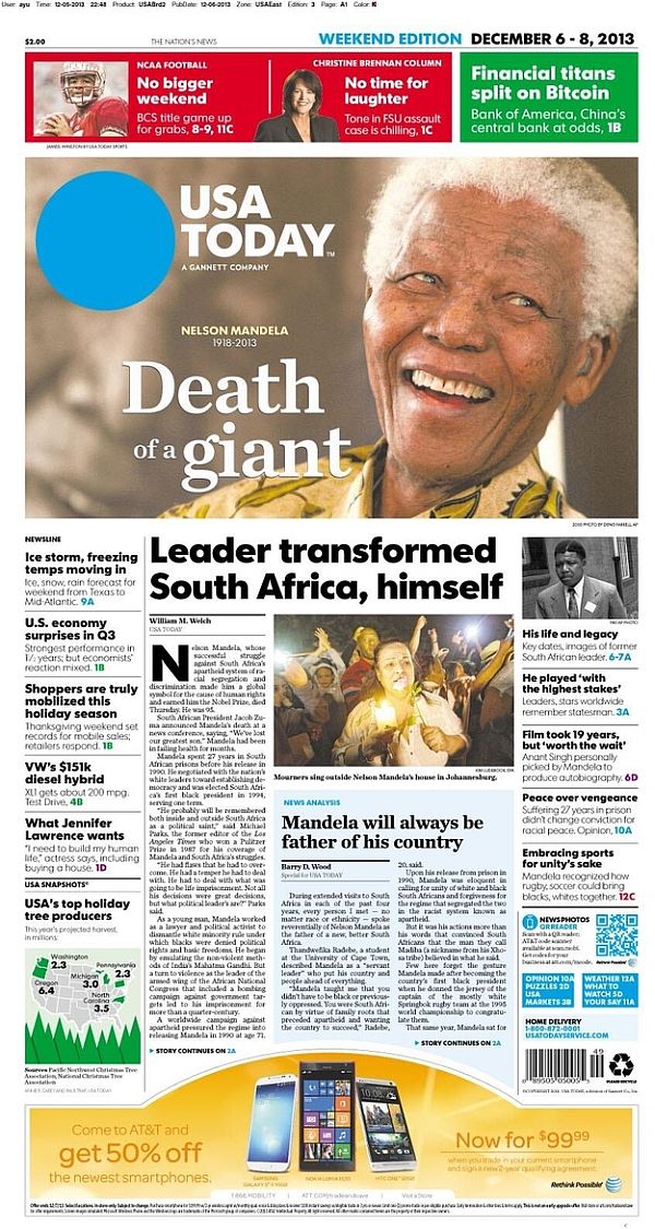 How newspapers bid aideu to Mandela