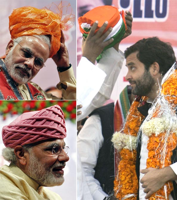 Gujarat Chief Minister Narendra Modi and Congress Vice President Rahul Gandhi