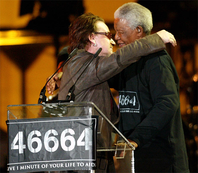 Nelson Mandela with singer Bono