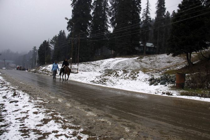 The hill station of Gulmarg has received some snowfall this year