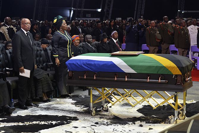 South African President Jacob Zuma attends the funeral ceremony of former South African President Nelson Mandela in Qunu