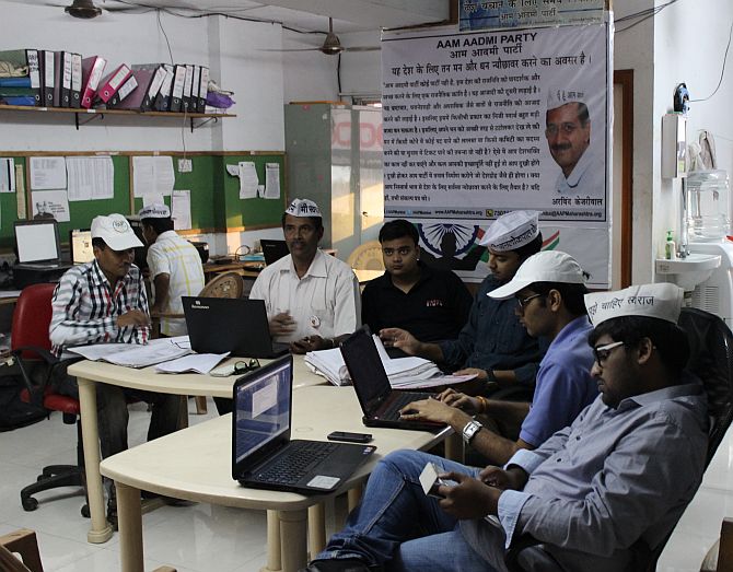 AAP activists at work in Mumbai. 