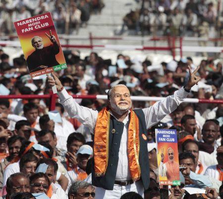 Modi supporters at a Modi rally