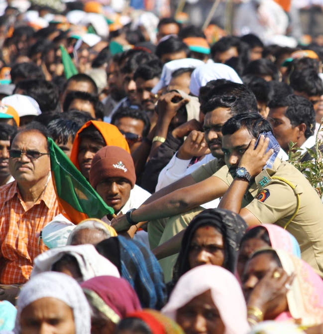 The crowd at the rally in Bandra Kurla Complex in Mumbai 