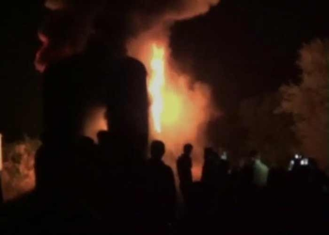 A video grab of the Bangalore-Nanded Express fire